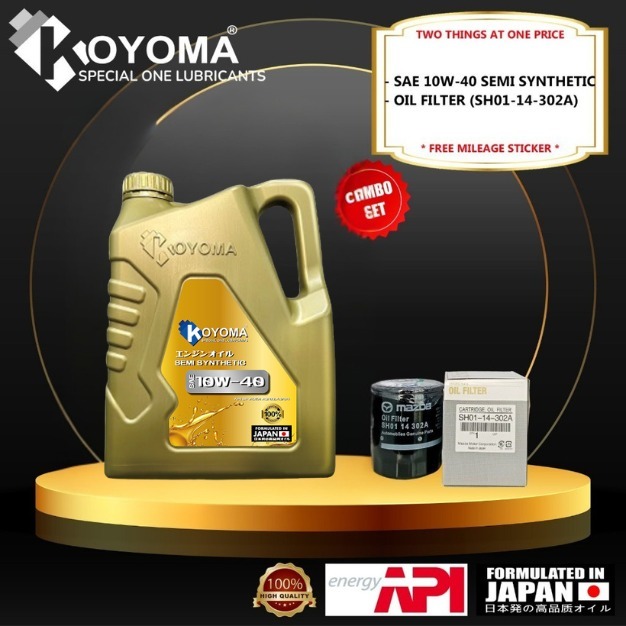 KOYOMA 10W40 SEMI SYNTHETIC ENGINE OIL + MAZDA 3,5,6 2.0CC NON-SKYACTIV กรองน้ํามัน SH01-14-302