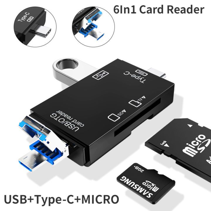 6-in-1 เครื่องอ่านการ์ด SD USB C/Micro/USB กล้อง Viewer SD Micro SD SD SD SDXC MMC SDHC OTG อะแดปเตอ