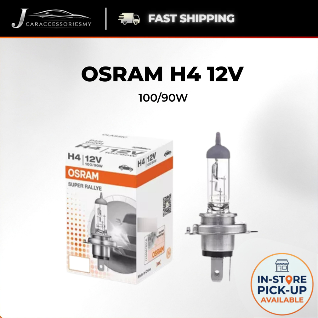 OSRAM H4 100W หลอดไฟหน้า 12V P43T Super Bright Premium (1PC)