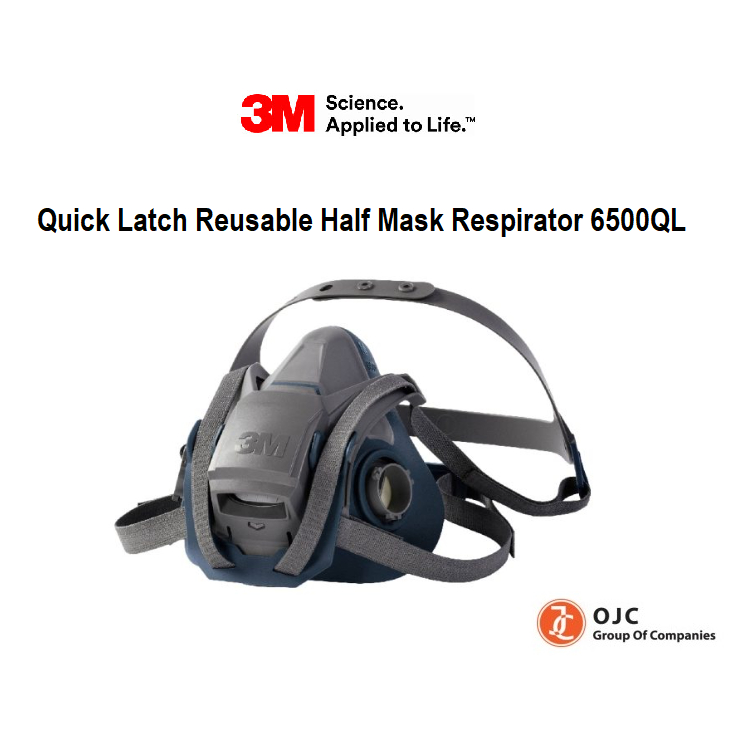 3M Rugged Comfort Quick Latch Half Facepiece เครื่องช่วยหายใจแบบใช้ซ้ําได้ 6502QL ขนาดกลาง
