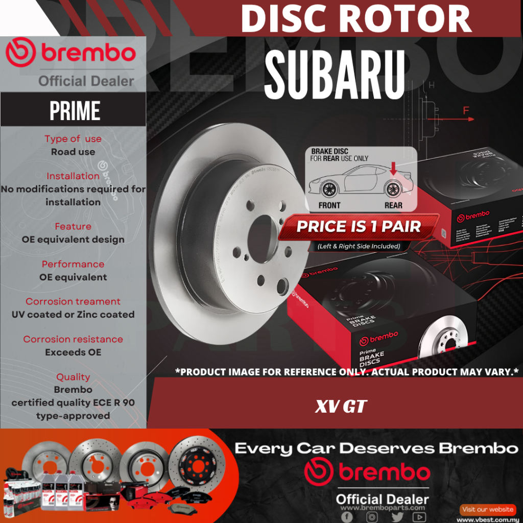โรเตอร์ดิสก์เบรกหลัง Brembo Subaru XV GT 2018-2023 Belakang (QR Verify)