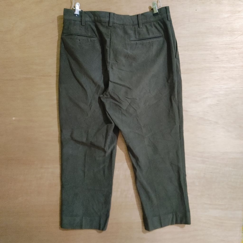 Seluar Pleated Slack Olive Green Japanese Style Men Ankle Pants /33