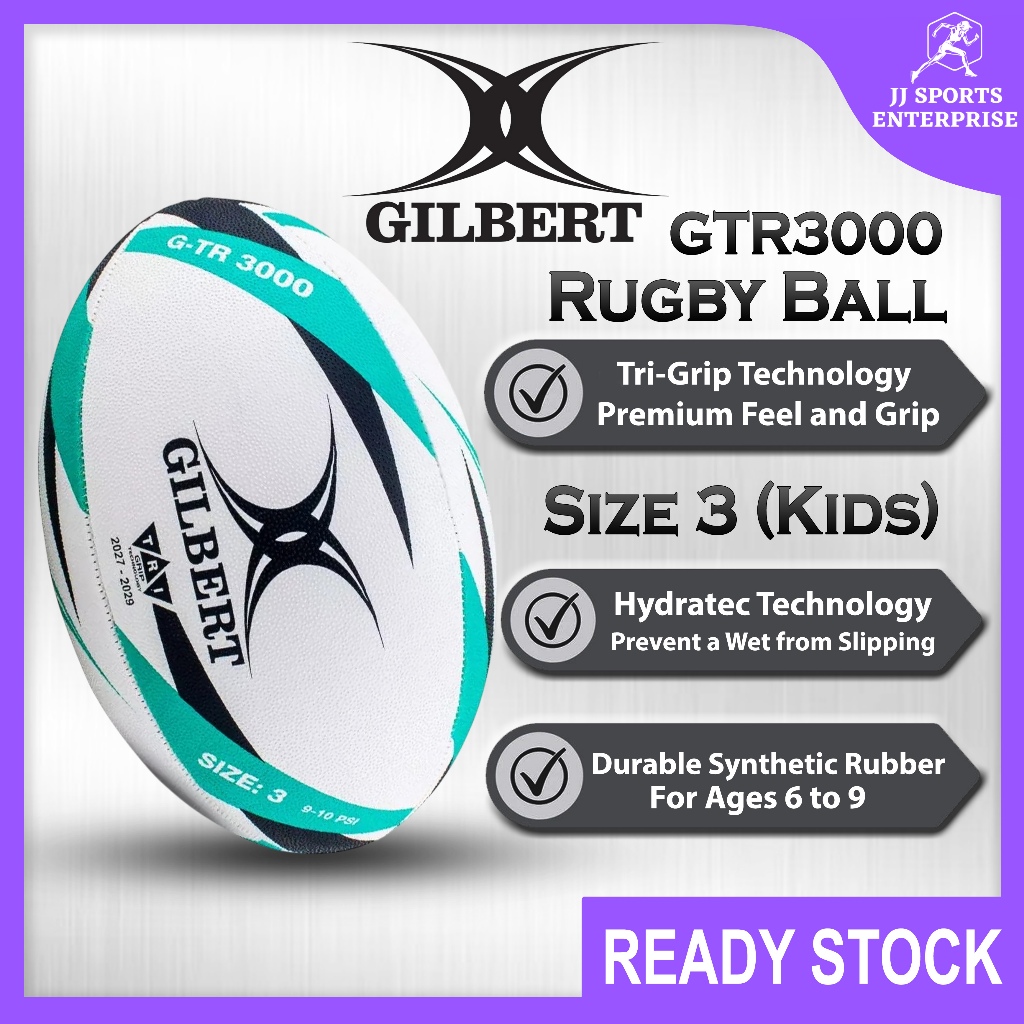 Gilbert Rugby Ball GTR 3000 (ขนาด 3) Gilbert GTR-3000 Rugby Ball Bola Ragbi Latihan GTR3000 Mint