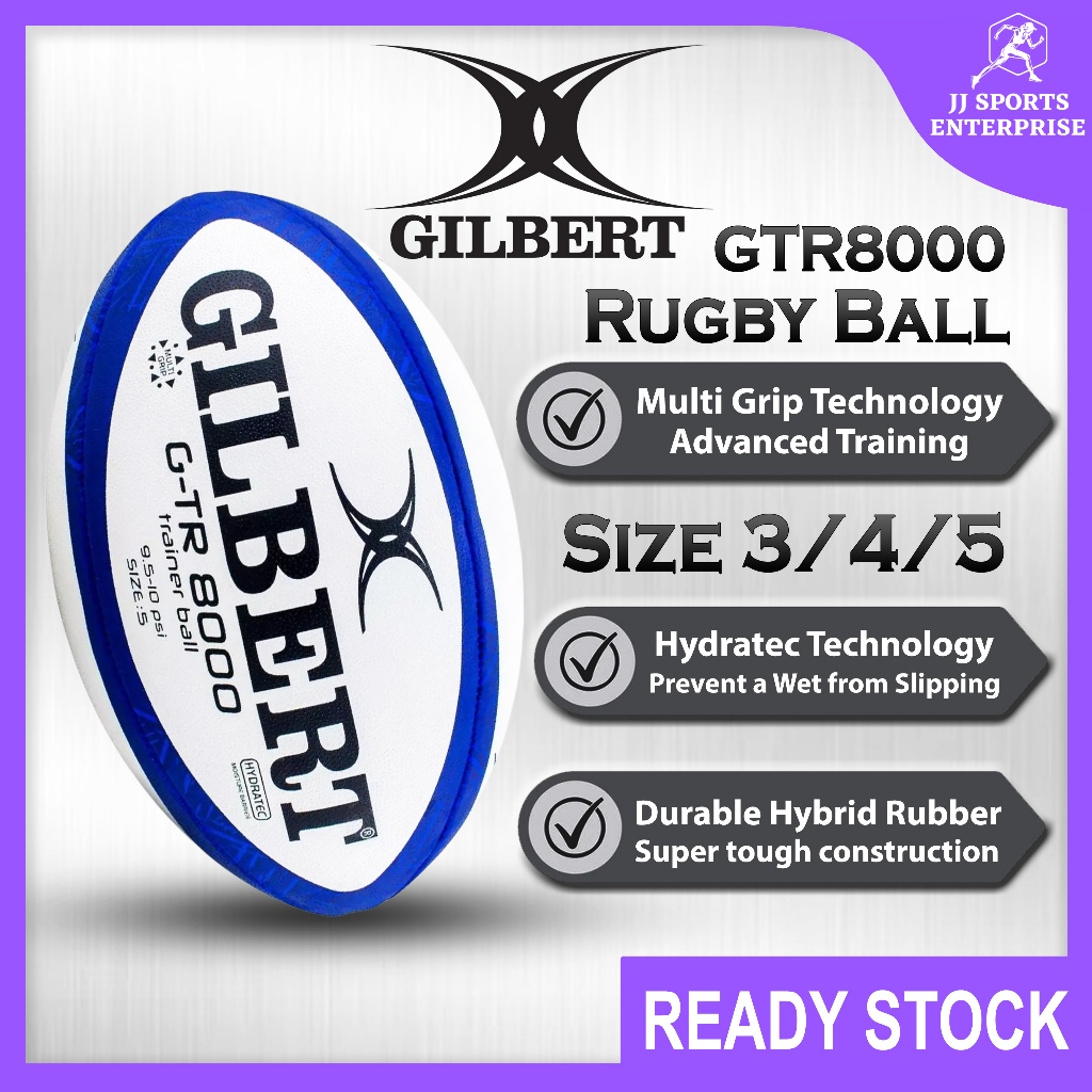 Gilbert Rugby Ball GTR 8000 Gilbert GTR-8000 Rugby Ball Bola Ragbi Latihan GTR8000 สีกรมท่า