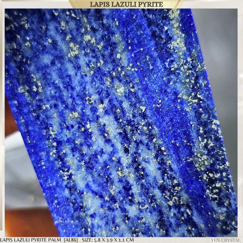 LAPIS LAZULI PYRITE INCLUSION PALM*PREMIUM QUALITY* [AL86] AFGHANISTAN- Wisdom, Confidence, ความรู้