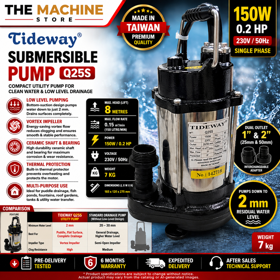Tideway Submersible Pump Q25S Taiwan Made Fish Pond Fountain