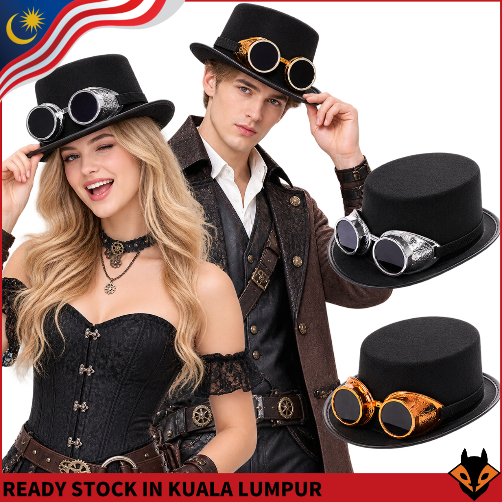 Steampunk Top Hat Collection Victorian Goggle Hat สําหรับคอสเพลย์และฮาโลวีน
