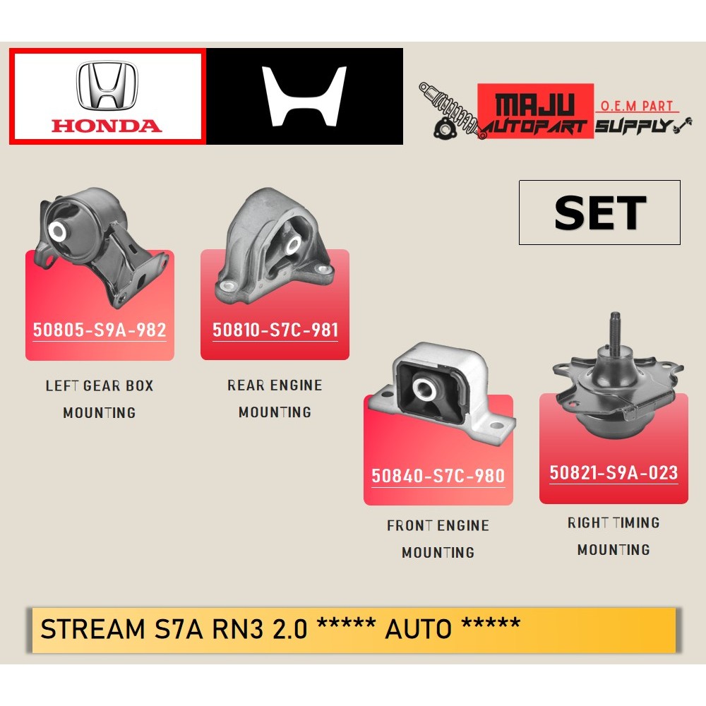 (HONDA) STREAM S7A RN3 2.0 * * *AUTO* * * - ENGINE MOUNTING