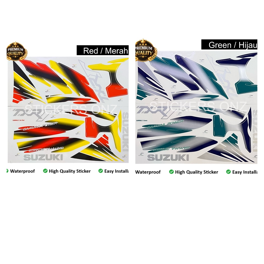 Suzuki TXR GAMMA ( 1 ) Body Cover Stripe Sticker - แดง / เขียว