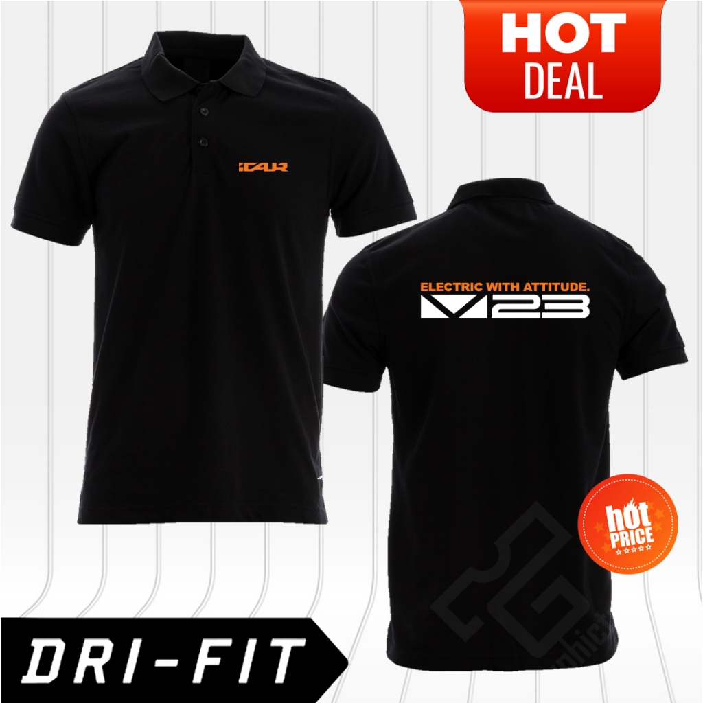 ใหม่ Polo iCAUR I CAUR ไฟฟ้าพร้อม Attitude V23 EV เสื้อไมโครไฟเบอร์แห้งเร็ว 160 GSM แขนสั้น Unisex