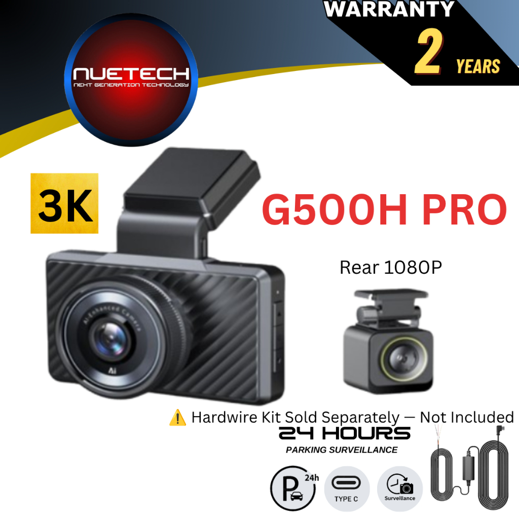 Botslab Dash Cam G500H Pro ด้านหน้า 3K + ด้านหลัง 1080P 3 ช่อง Night Vision Parking Monitor
