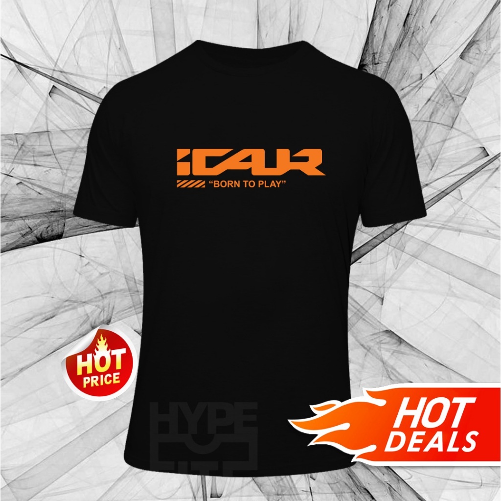 ใหม่ ICAUR I-CAUR I CAUR Born Play V23 03 EV รถเสื้อยืด Tee ผ้าฝ้าย 160GSM Unisex แขนสั้น SS