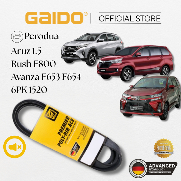 GAIDO สายพานพัดลม Perodua Aruz 1.5/Toyota Rush 1.5 F800/Avanza F653 F654 1.5 6PK1520