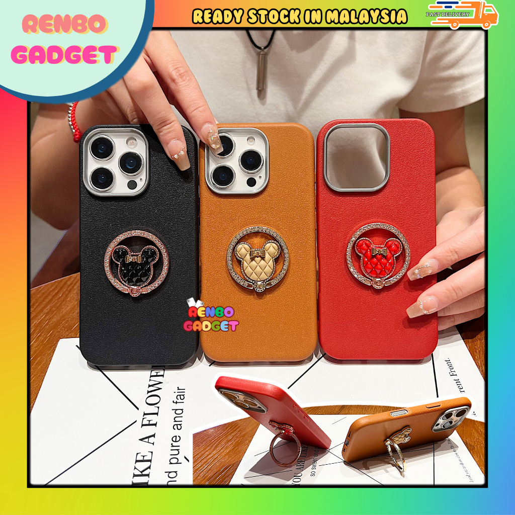 Realme 5 5s 5i 6i 9i 14x C3 C12 C15 C35 C51 C53 C55 C63 C65 C67 C75 C75x fon sarung minnie แหวนขาตั้