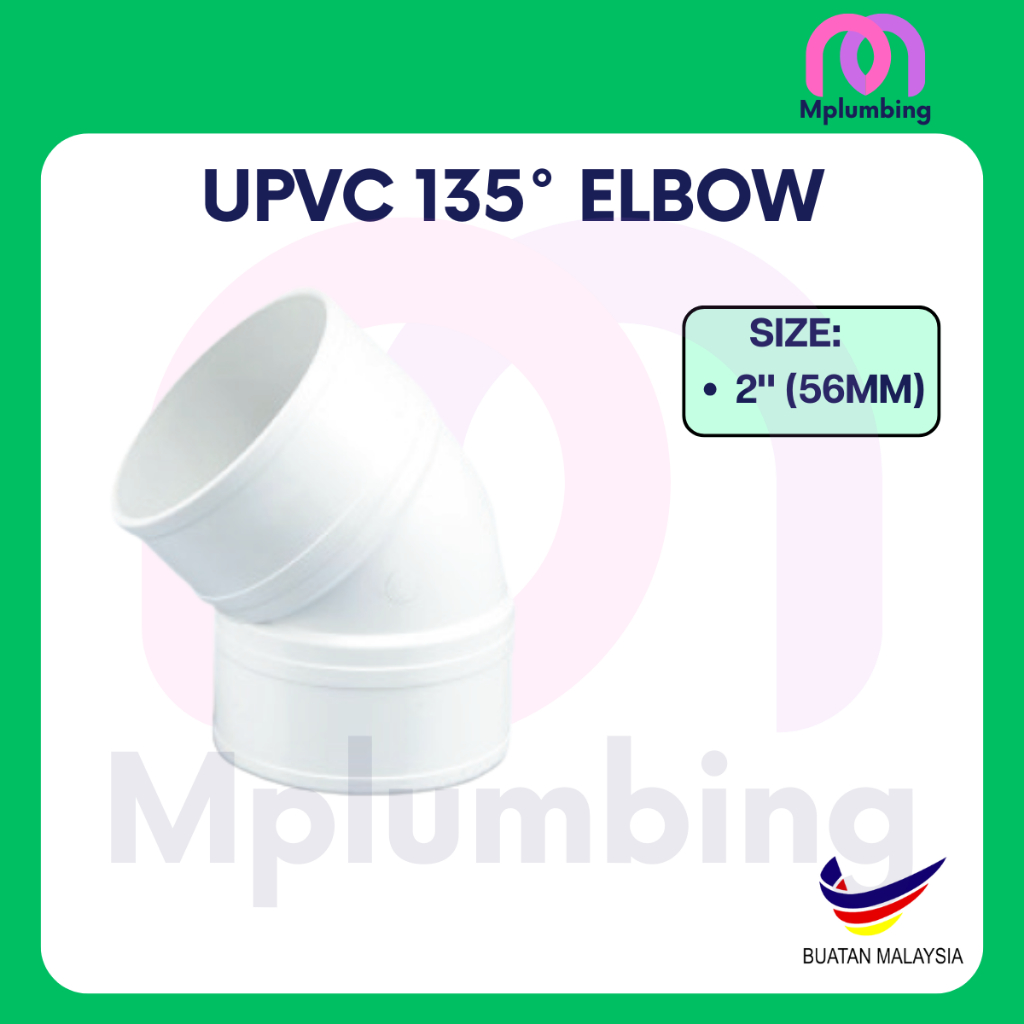UPVC ELBOW / BEND 45 DEGREE PIPE PUTIH 2" 56MM
