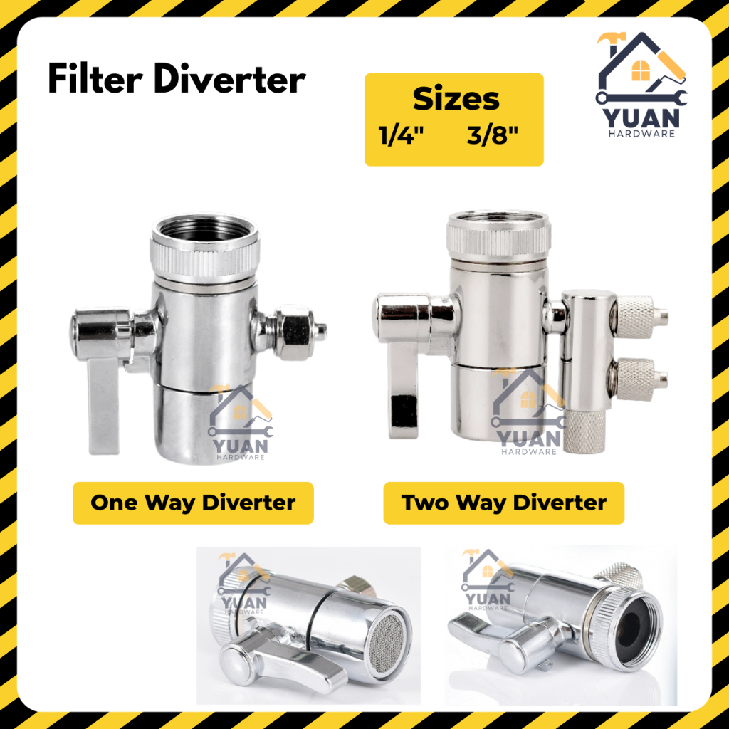 เครื่องกรองน้ํา Sink Tap Diverter 1/4 "3/8" One Way Two Way Divter เครื่องกรองน้ํา Adaptor Coway Ada