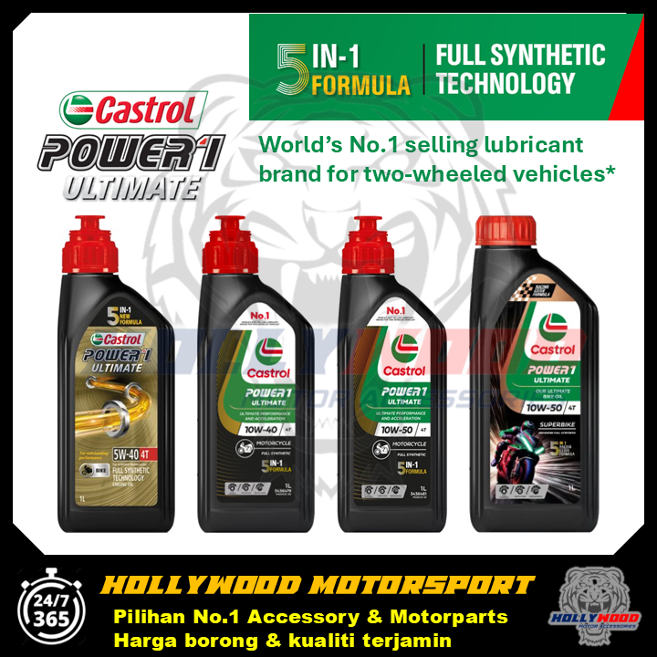 MINYAK HITAM CASSTROL POWER1 สุดยอด FULLY SYNTHETIC 5W40 10W40 10W50 15W50 STREET / SPORT/ SUPER BIK