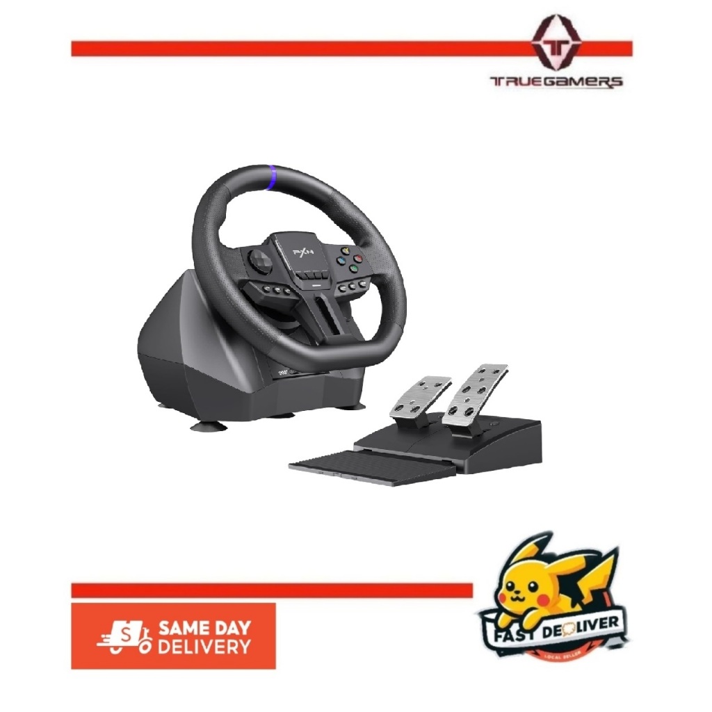 PS4/PC/XSX/ PXN V900 Gen2 พวงมาลัยสําหรับเล่นเกมการหมุนโหมดคู่เซ็นเซอร์แม่เหล็กพร้อมแป้นเหยียบ RGB