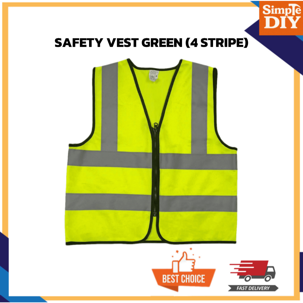 VEST/SAFETY VEST 4 LINE/SAFETY VEST 4 STRIPE/VEST JARING/SAFETY VEST HIJAU/SAFETY VEST GREEN
