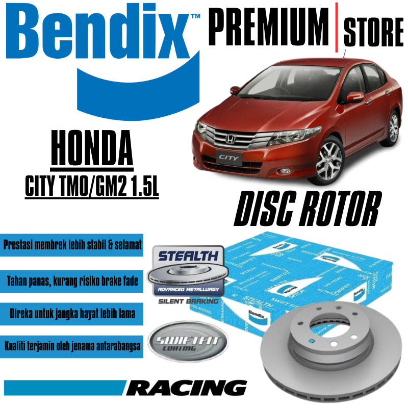 ชุดหน้า Bendix และโรเตอร์หลัง - Honda City TMO/GM2 1.5L 2008 BR474 BR9577