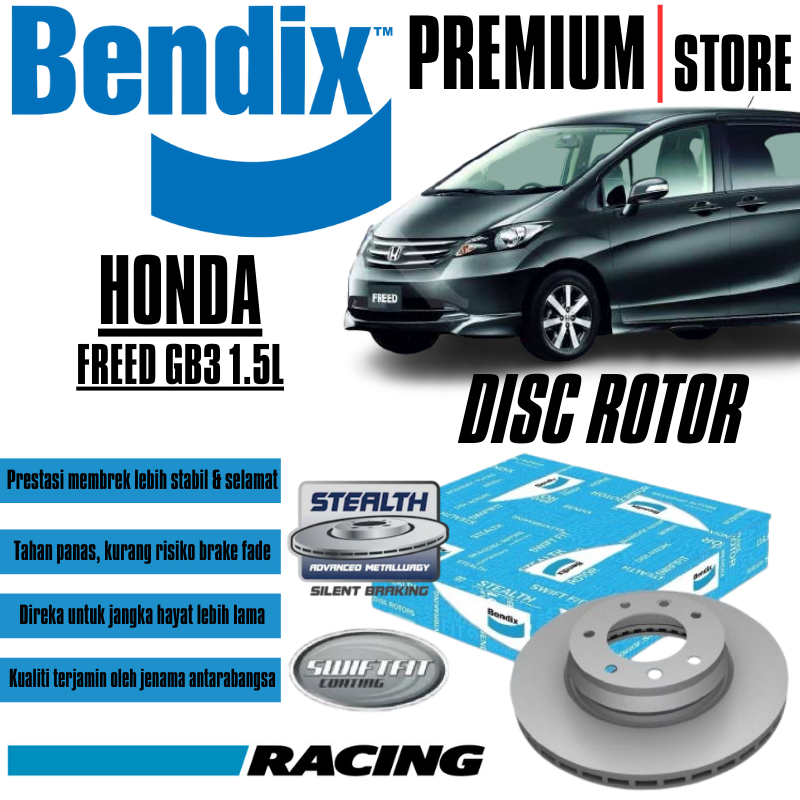ชุดหน้า Bendix และโรเตอร์หลัง - Honda Freed GB3 1.5L 2014 BR474 BR9577