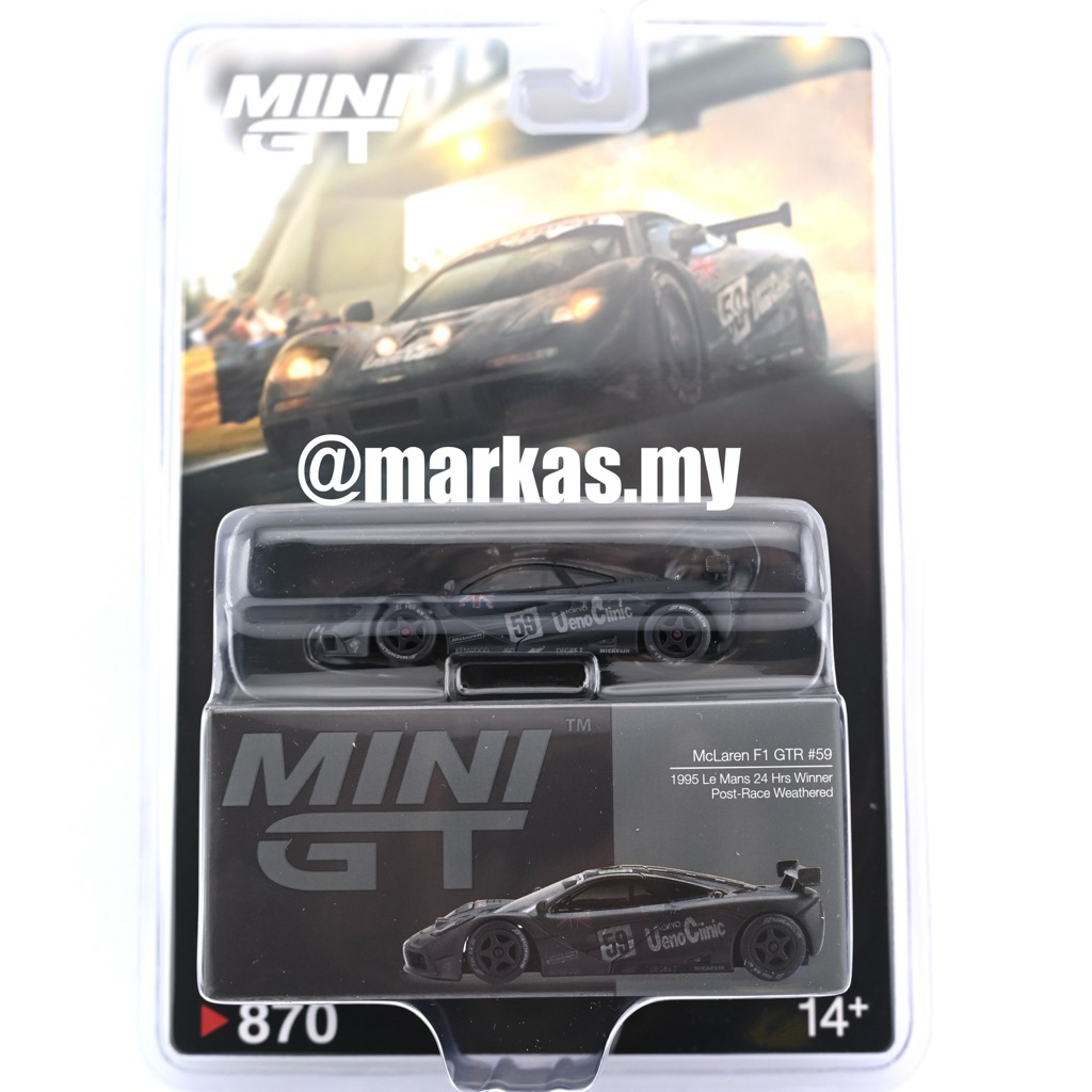 (STANDARD/BLISTER) MINI GT 1/64 870 MCLAREN F1 GTR 59 1995 LE MANS 24HR WINNER POST-RACE WEATHERED