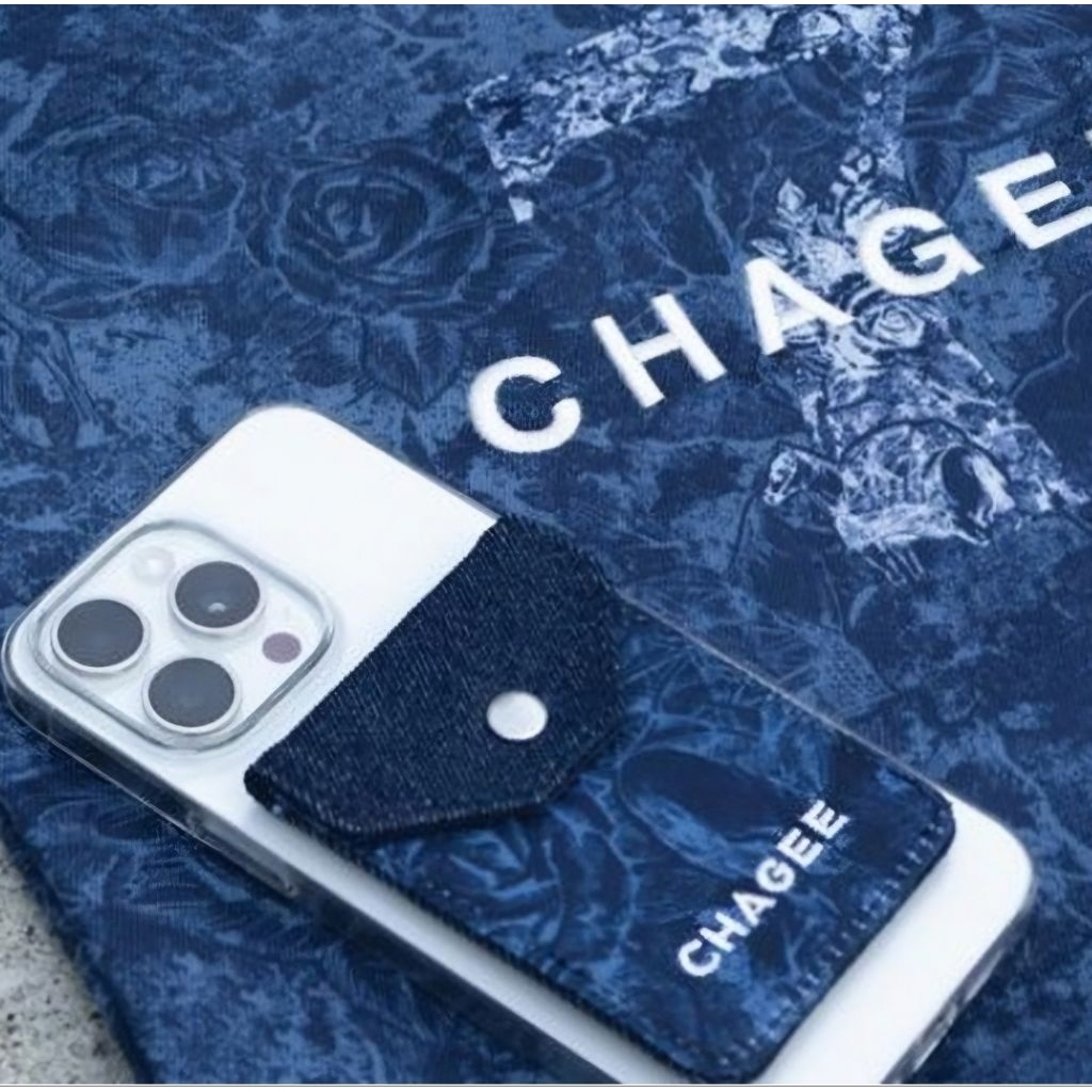 ️ Limited Edition CHAGEE 7th Anniversary Phone Card Holder Aesthetic Classy Dark Blue Jeans Fashion 