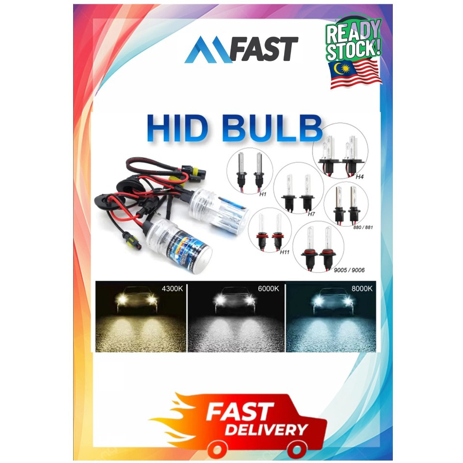 (1PAIR) HID SET HEADLAMP BULB H1 H3 H4 H/L H7 H8 H11 9005 9006