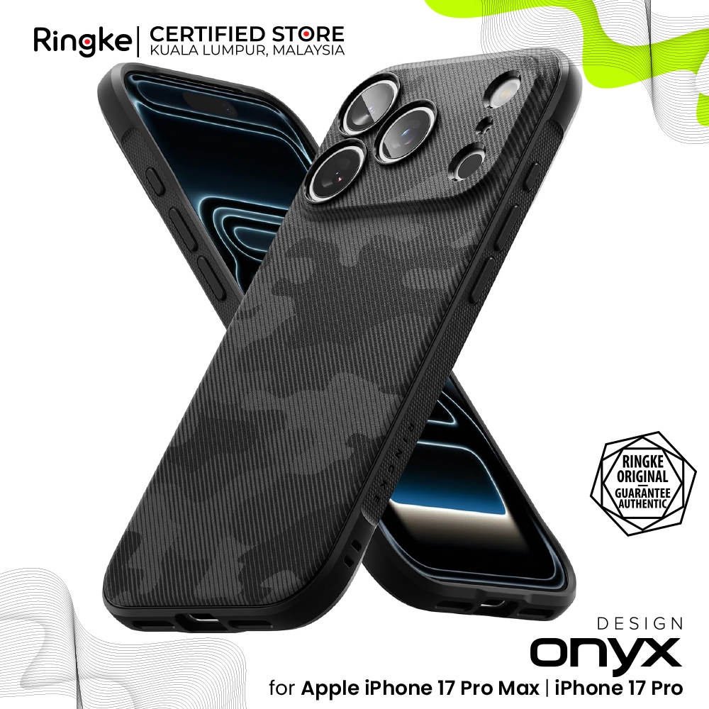 RINGKE ONYX DESIGN iPhone 17 Pro Max/ 17 Pro Striking Camouflage Design Non-Slip Grip ยืดหยุ่น TPU ก