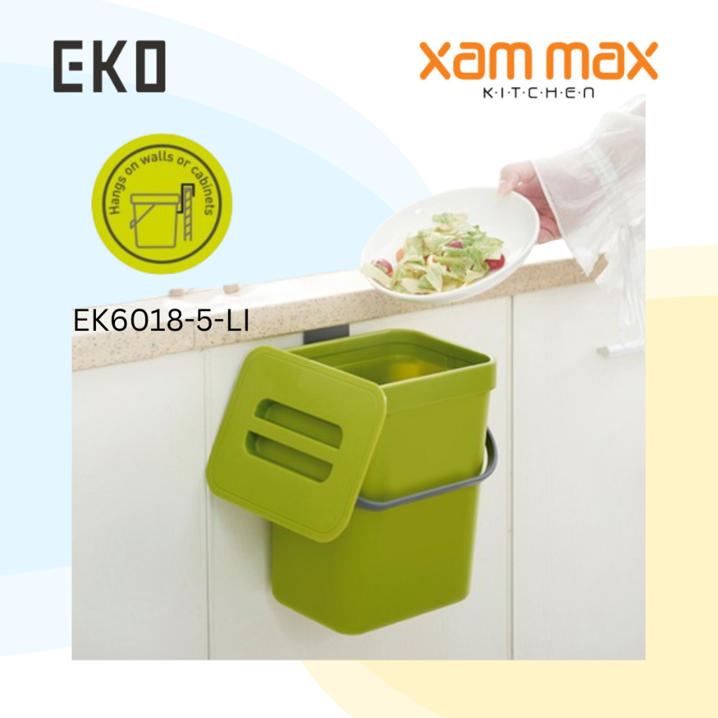 Eko Bin - PP แคดดี้เศษอาหารติดผนัง อ่างล้างจานถังขยะภาชนะหมัก (281HB-EK6018-5-LI)