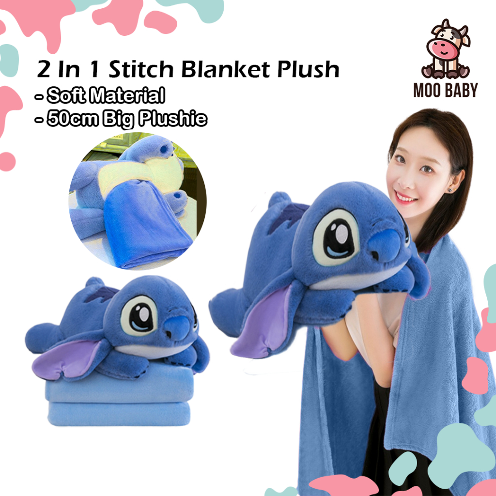 Moo Baby Stitch ผ้าห่ม Lilo Stitch หมอนผ้าห่ม Selimut Stich Patung Stich Stitch Bear Selimut Stitch
