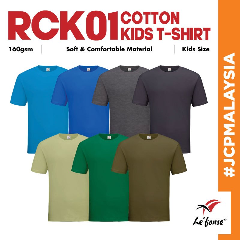 JCP x LEFONSE Premium Soft Cotton Round Neck Kids T-Shirt RCK01 เสื้อยืดเด็กระบายอากาศได้สบาย - RCK0