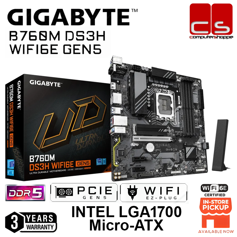 GIGABYTE B760M DS3H WIFI6E GEN5 DDR5 (INTEL LGA 1700)Micro-ATX