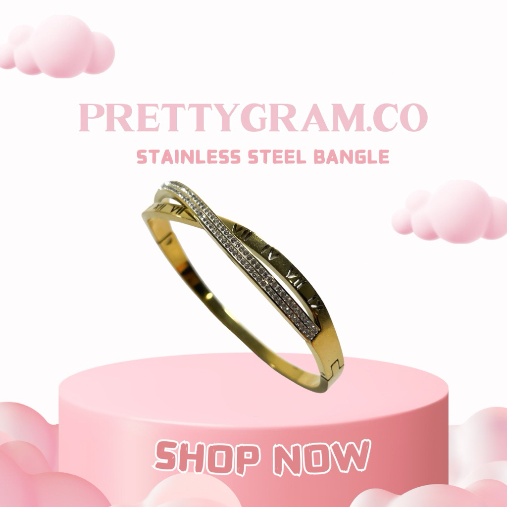 Prettygram Entwined Roman Bracelet สแตนเลส Gelang Titanium