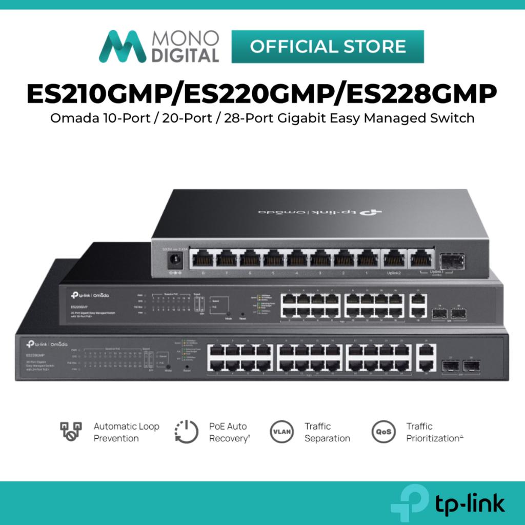 TP-LINK ES210GMP 10-PORT / ES220GMP 20-PORT / ES228GMP 28-PORT OMADA GIGABIT EASY MANAGED SWITCH, DU