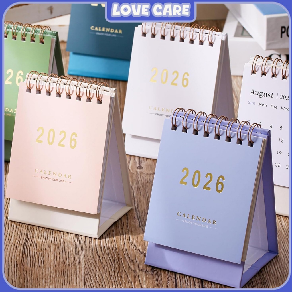 2026 Mini ปฏิทินตั้งโต๊ะกระดาษคราฟท์ Calender To Do List Kawaii ทุกวันรายเดือนรายปี Planner Time Man