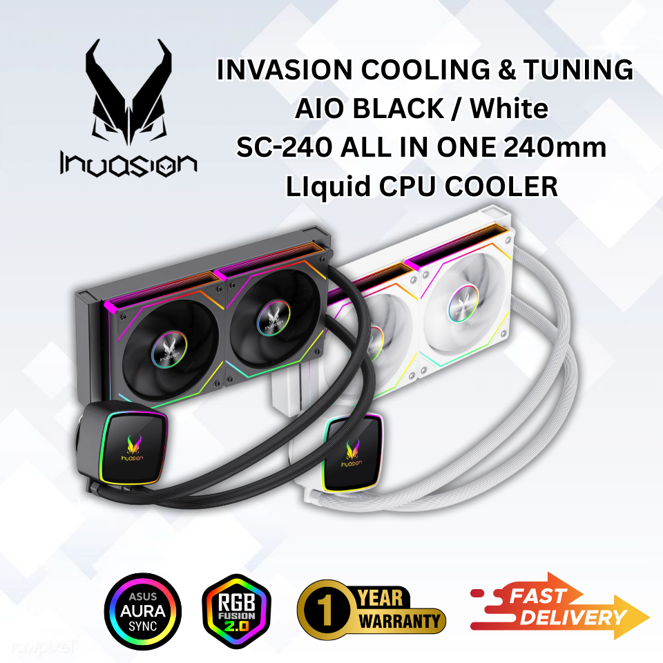 INVASION SC-240 YZ-240 240mm AIO CPU Liquid Cooler [ดํา/ขาว]