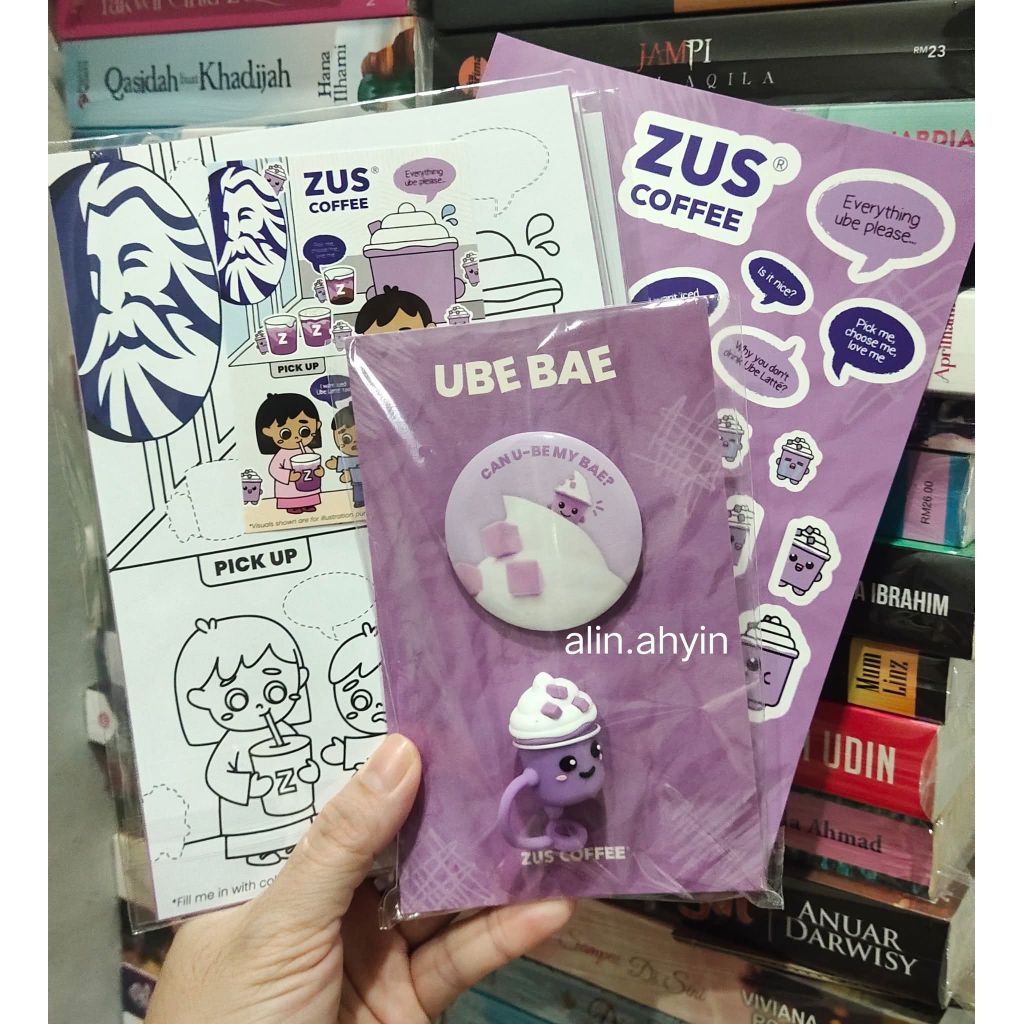 Zus Coffee Ube Stick N Colour Set / Ube Straw Cap + Mini Badge Set