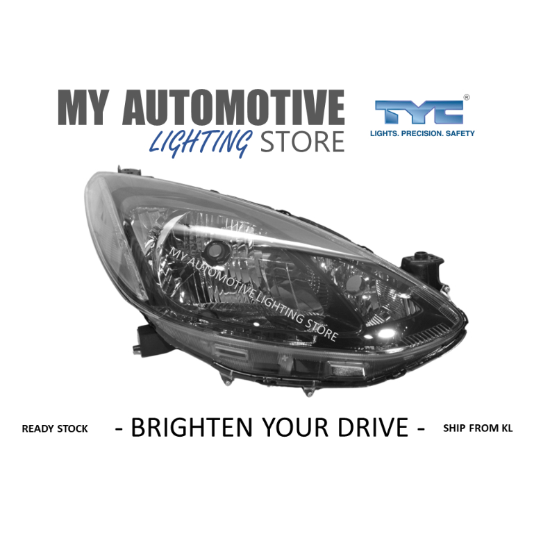 (TYC) Mazda 2 De 2008-2014 ไฟหน้า, ไฟหน้า, Lampu Depan
