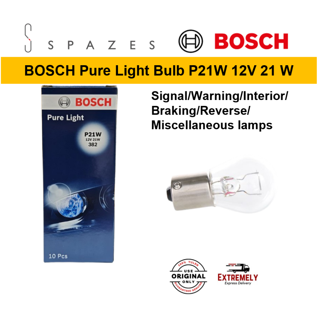 หลอดไฟสัญญาณ Bosch หลอดไฟ 12V P21W 12V 21W ไฟเตือน Braking Reverse