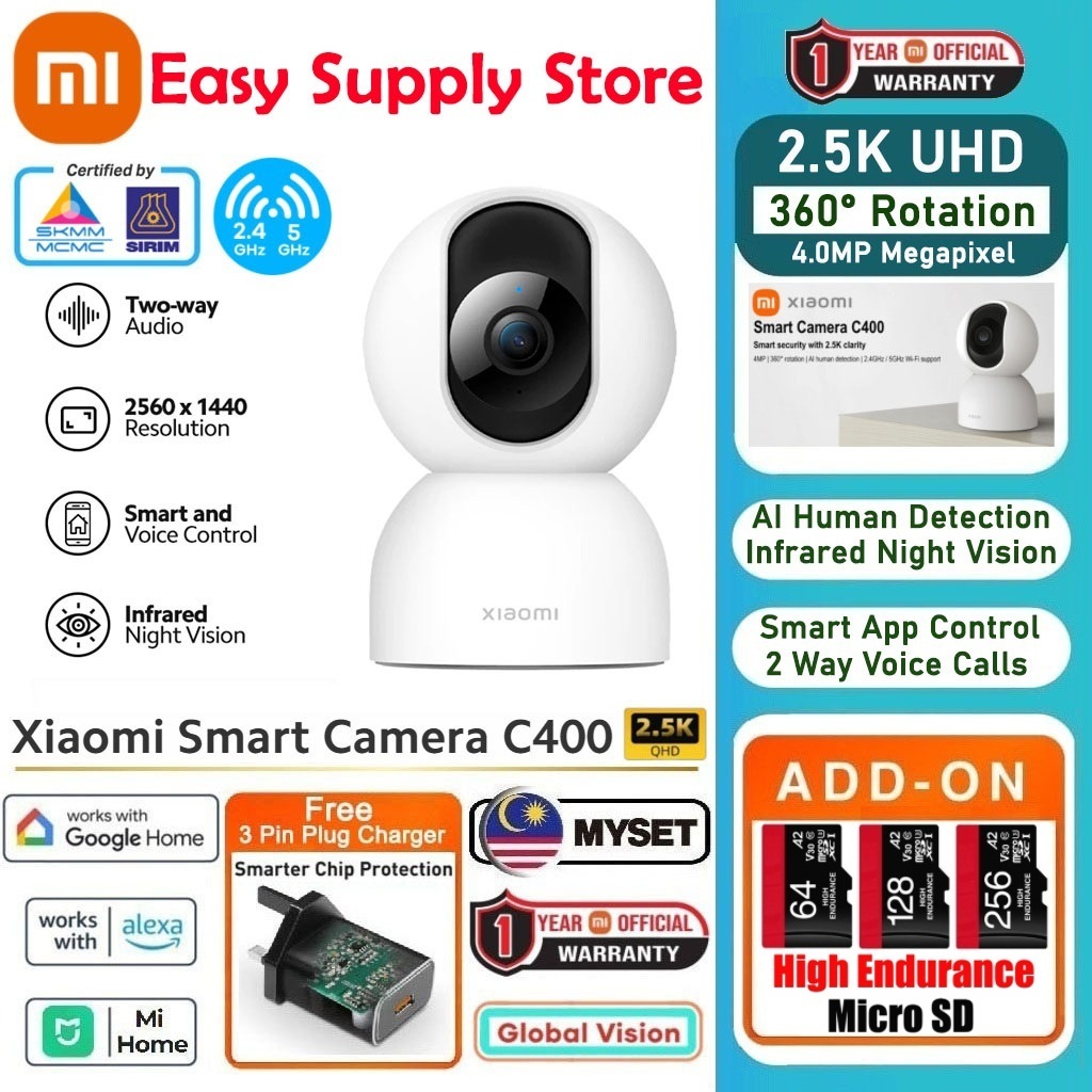 MYSET Xiaomi กล้องวงจรปิดสมาร์ทความปลอดภัยกล้อง C400 4MP 2.5K 360 Wi-Fi 2.4G 5G AI Human Detection ส