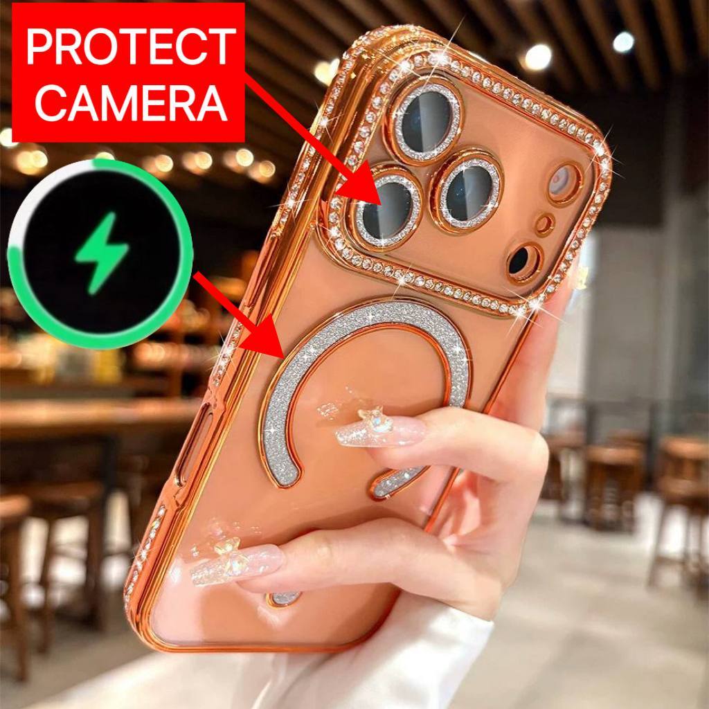 เพชรคุณภาพสูงแม่เหล็กสําหรับ i-Phone 17 Pro/ 17 Pro Max Diamond Protect Camera Case