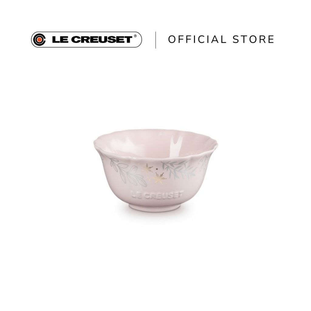 Le Creusetสโตนแวร์ Elegant Frill Bowl with Gold Decal (360ml)