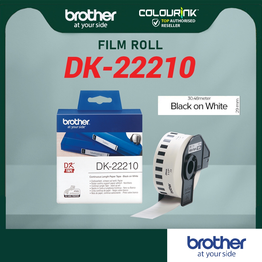 Brother 29 มม.สติกเกอร์ป้าย DK-Roll DK-22210 สีดําสีขาวสําหรับ QL700 QL720 QL800 QL820 DK22210