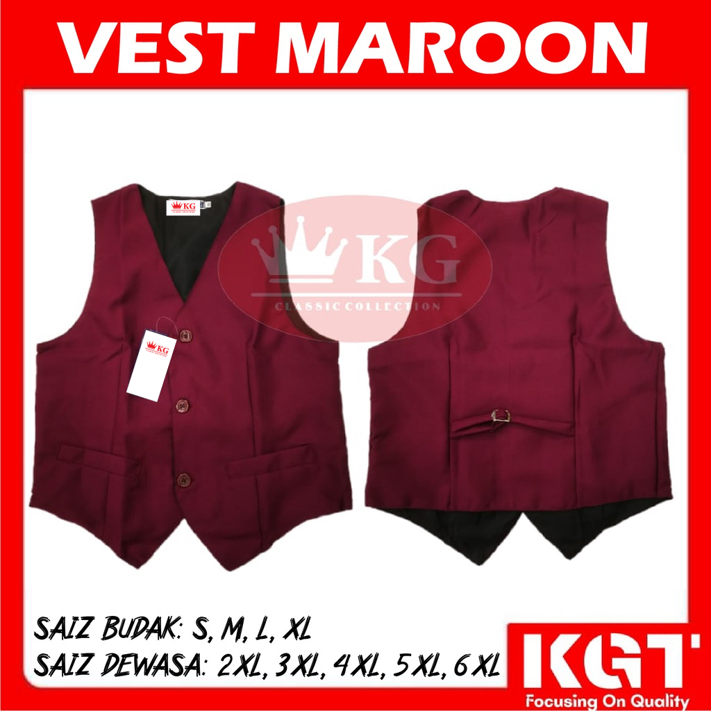VEST MAROON SEKOLAH PENGAWAS KGT SEKOLAH RENDAH & SEKOLAH MENENGAH JENAMA KGT