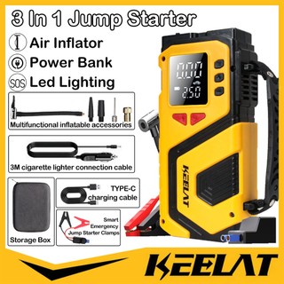 KEELAT KCES01 3 In 1 Car Jumper Starter Wireless Air Inflator Emergency Power Bank With Pump Tyre pam tayar elektr🔥🔥🔥🔥🔥