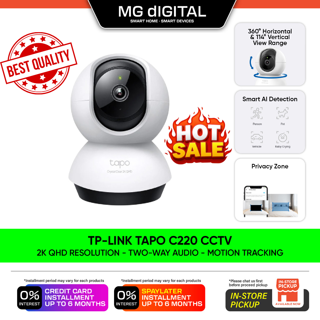 TP-LINK Tapo C220 กล้องวงจรปิด 2K 4MP QHD ความละเอียดสองทางเสียงสมาร์ท AI Detection