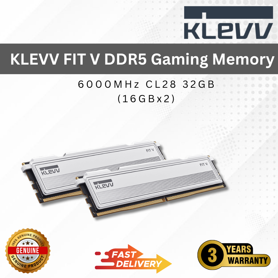 KLEVV FIT V 6000MHz CL28 DDR5 GAMING MEMORY - สีขาว - [ 16GBx2 ]