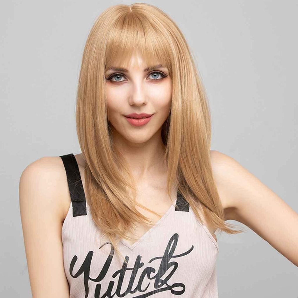 NDD stok rambut palsu วิกผมปลอมผมคอสเพลย์วิกผม BLONDE WIG GOLD WIG 金色假发 MEDIUM WIG ผู้หญิง WIG