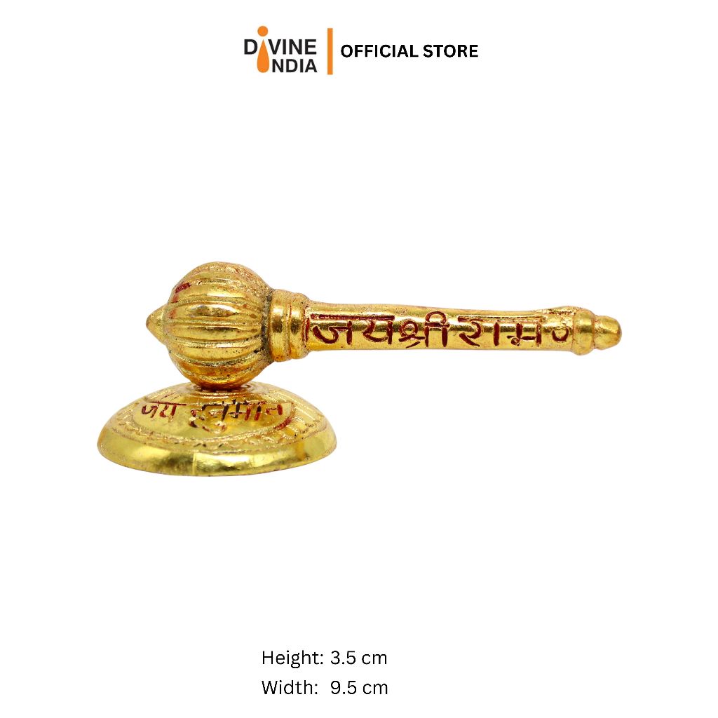 หนุมาน Ji Big Gada กับ Jai Shre Ram แกะสลัก Idol สําหรับ Mandir Pija ห้อง Home & Office Decor, Bajrangbali